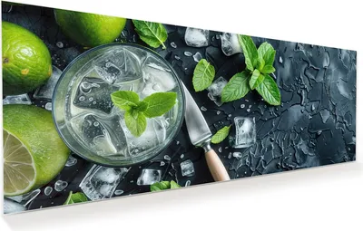 Produktbild von Glasbild 100x40cm in XXL für Wohnzimmer, Schlafzimmer Motiv Frische Limetten