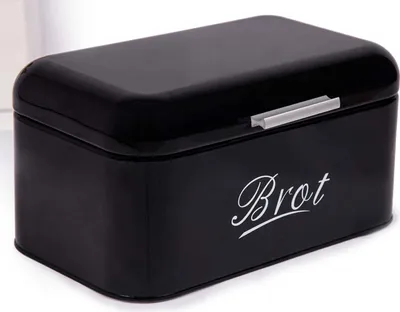 Produktbild von Theo&Cleo Brotkasten aus Metall, Brot Lange Aufbewahren, Retro Brot Box, Brotaufbewahrungsbox mit Deckel klein (31* 19* 16cm),Schwarz