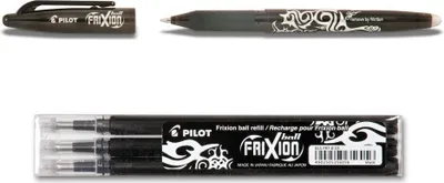 Produktbild von 1 Pilot Frixion Ball schwarz + 3 Ersatzminen 0.7 schwarz