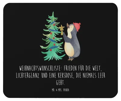 Produktbild von Mr. & Mrs. Panda Mauspad Pinguin Weihnachtsbaum - Schwarz - Geschenk, Mousepad, laptop, Weihnachten, computer, Mouse Pad, Winter, pc