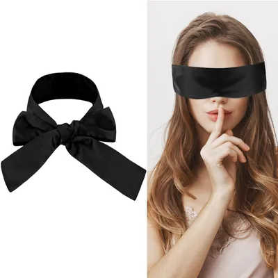 Image de Masque de sommeil en satin, réglable jusqu'à 150 cm, confortable, protection douce pour les yeux, masque de nuit rafraîchissant pour adultes, idéal pour les voyages, les siestes et la méditation (noir)