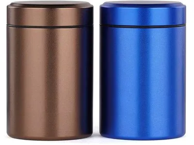 Zdjęcie produktu dla Zestaw aluminiowych pojemników do przechowywania, 2 sztuki, niebieski i brązowy, 50 ml