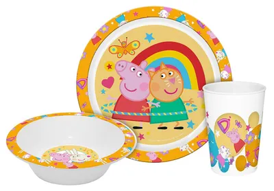 Peppa Pig Kinderservies 3-teilig, PP, bunt, bruchsicher, BPA-frei