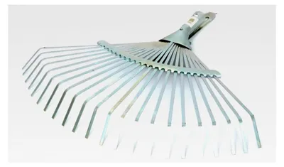 Produktbild von Verstellbarer Metall-Laubbesen mit 22 Zinken, Gartenrechen, Breite bis 45 cm, Metall ohne Stiel