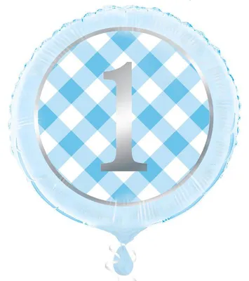 Produktbild von Folienballon 1. Geburtstag Vichy Karo hellblau