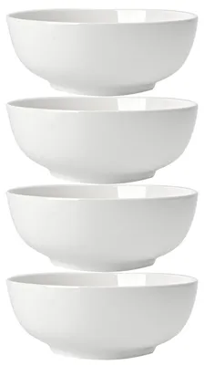 4er-Set Suppenschüsseln, Knochenporzellan, 1180 ml, spülmaschinengeeignet