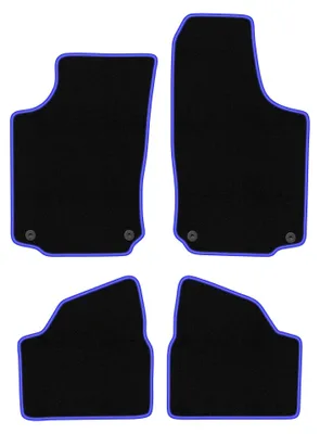 Produktbild von Velours-Fußmatten für Opel Corsa C 2000-2006 (Schrägheck) – 4-tlg, Schwarz/Blau, passgenau – Wielganizator CARLUX