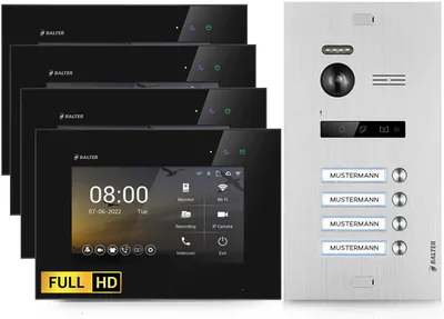 Productafbeelding van Video Deurbelset 4 Familiehuisbel - 7 Inch HD Monitor - Full HD Camera
