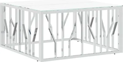 Produktbild von vidaXL Couchtisch Silbern 80x80x40 cm Edelstahl und Glas