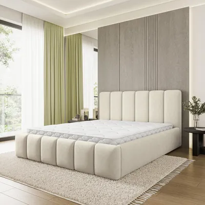 Produktbild von Masseno Polsterbett ATTORA SR 120x200 cm, Polsterbett mit Bettkästen - Creme, SORO 02