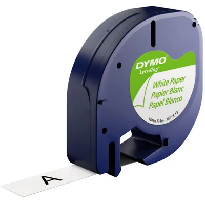 Productafbeelding van Dymo S0721510 Letratag lint, wit, 12 mm x 4 meter