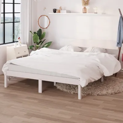 Zdjęcie produktu dla The Living Store Łóżko z litego drewna sosna biała 135x190 cm