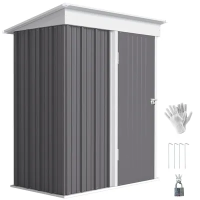 Image de Abri de jardin - Abri pour outils - Acier galvanisé - Étanche - Sol réglable - Porte avec loquet - Gris