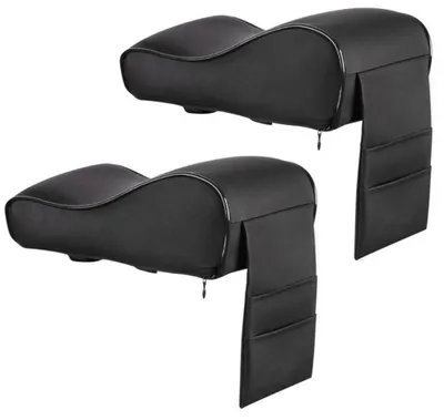 Produktbild von 2er Pack Universal Auto 2er Set Armlehnenerhöhung KFZ Armlehne Farbe: schwarz - Memory-Schaum Armauflage - Bezug Kunstleder für Mittelkonsole Armstütze gepolstert für Mittelarmlehne mit Handyhalterung