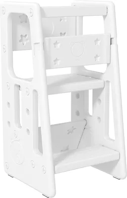 Productafbeelding van Leertoren Kinderen - Observatietoren Keuken - Kinderen Helpen - 3 Niveaus Verstelbaar - 47 x 47 x 90 cm - Wit