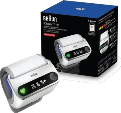 Produktbild von Braun iCheck 7, Handgelenk, Automatisch, Weiß, LED, 1 Benutzer, 40 - 199