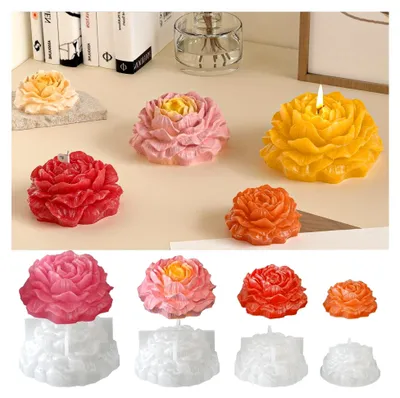 Produktbild von 4er-Set Pfingstrose Blume Silikonform für Kerzen und Seifen