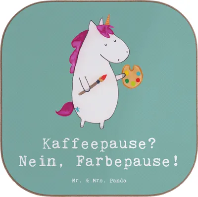 Produktbild von Mr. & Mrs. Panda Untersetzer für Gläser Künstlerin Farbepause - Meeresbrise - Geschenk, Tischuntersetzer, Tassenuntersetzer, Berufspassion, Tasse, gläseruntersetzer