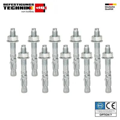 Isolbau Bolzenanker verzinkt M8 x 65 mm 10 Stück Schwerlastanker Stahl ETA