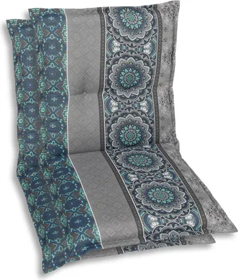 Produktbild von GO-DE Textil, Sesselauflage Niederlehner, 2er Set, Farbe: blau, Maße: 100 cm x 50 cm x 7 cm, Rueckenhoehe: 52 cm