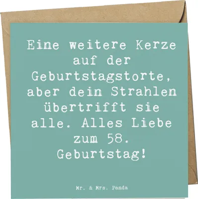 Produktbild von Mr. & Mrs. Panda Grußkarte Spruch 58. Geburtstag Glanz - Meeresbrise - Geschenk, Geburtstagsfreude, Happy Birthday, Klappkarte, doppelkarte, faltkarte, Glückwunschkarte