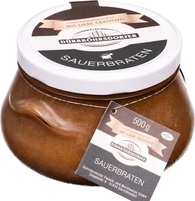 Produktbild von Dürrröhrsdorfer Sauerbraten im Glas – 500 g, 2 Scheiben, fertig und köstlich!
