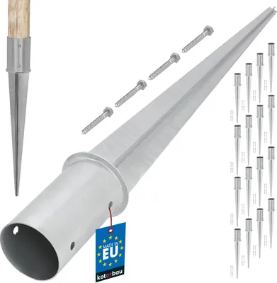 Produktbild von KOTARBAU® 16er Set Einschlaghülse ⌀ 80mm Pfostenträger zum Einschlagen für Zaunpfosten Einschlagbodenhülse für Rundholzpfosten verzinkter Stahl Silber
