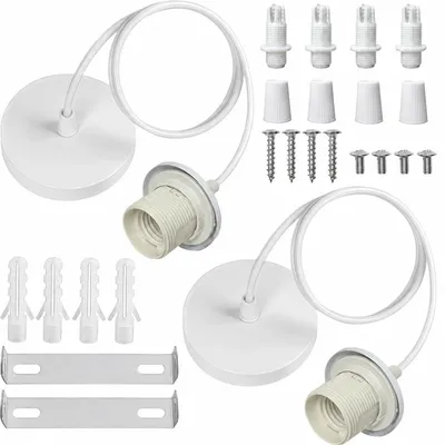 Produktbild von 2 Stück E27-Kabelleuchten, weiß