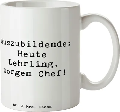 Produktbild von Mr. & Mrs. Panda Teetasse Spruch Auszubildende Chef - Weiß - Geschenk, Karriere, Ausbildung, Kaffeetasse, Berufsprodukte, Geschenke für Berufstätige, Beruf, Kaffeebecher