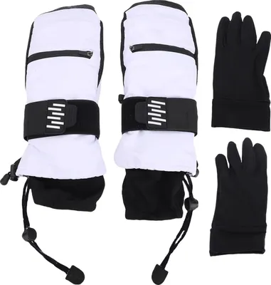Obrázek produktu pro Lyžařské rukavice pro muže ženy za chladného počasí teplé snowboardové sportovní rukavice s vnitřními 5 prsty černobílé XL