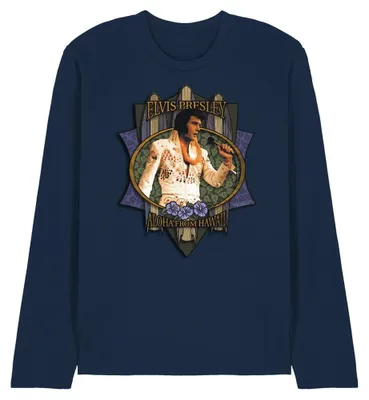 Image de Elvis Presley - T-shirt « Aloha From Hawaii » pour homme/femme (unie), manches longues TV33263 (S) (bleu marine)