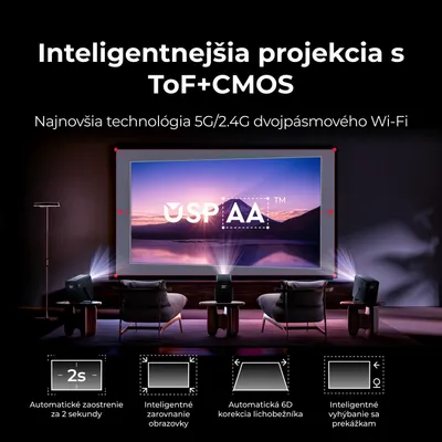Obrázok produktu pre Projektor Poseidon E40, Android TV 11.0 s Netflixom, Dolby Audio projektor, 2000:1, 1920 x 1080 px, dizajn s rukoväťou na prenášanie, prenosný projektor Native 1080P