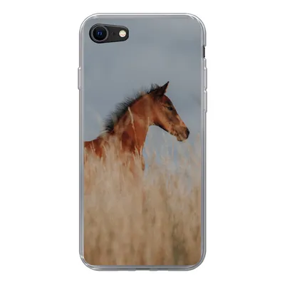 Produktbild von MuchoWow® Handyhülle Schutzhülle Hülle für iPhone SE 2022 Pferd - Luft - Gras Silikon Softcase Handy Hülle - Schutzhülle