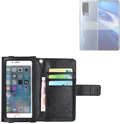 Produktbild von K-S-Trade Handy Hülle Schutz Hülle Kompatibel mit Vivo X51 5G Case mit Displayschutz / Schutzfolie Flip Cover Wallet case Etui Hülle schwarz