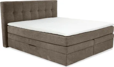 Produktbild von Boxspringbett 180x200 cm H3 Federkernmatratzen Bonell Topper Cord Braun Taupe / 20040