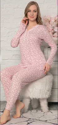 Produktbild von Damen Pyjama Schlafanzug Hellrosa XXL Lang 2-Teiler Set L-74