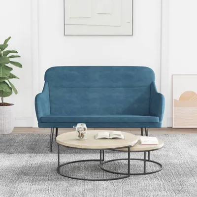 Image de The Living Store Banc bleu 110x76x80 cm velours