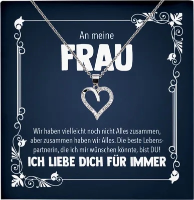 Produktbild von 22Feels Echt Silber Halskette - Hochzeitstag Geschenk Ehefrau Schmuck Frauen Valentinstag  Geburtstag - Herz Anhänger, Karte