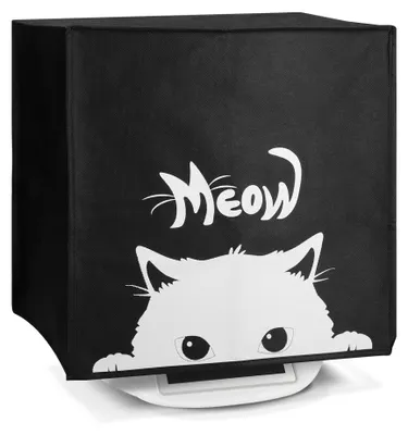 Produktbild von kwmobile Hülle kompatibel mit Thermomix TM5 / TM6 - Küchenmaschine Abdeckhaube - in Schwarz Weiß Neugierige Katze