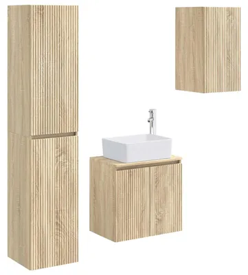 Obrázek produktu pro Sada koupelnového nábytku, 3 kusy, Imitace dub Sonoma, rozměry 33 x 34,5 x 160 cm