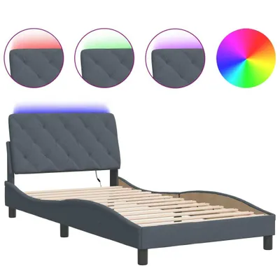 Immagine prodotto di Struttura letto con luci LED grigio scuro 100x200 cm in velluto