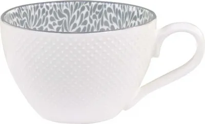 Produktbild von Chic Antique Tasse ARÉS Weiß Innenseite mit Muster in Grau 470 ml Porzellan