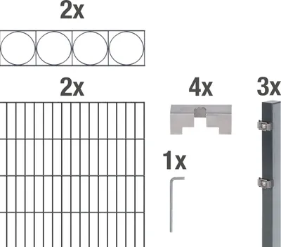 Produktbild von Alberts Doppelstabmattenzaun Oslo, Höhe 120 cm, Länge 4 m, 2 m Matte, anthrazit, zum Einbetonieren