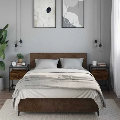 Productafbeelding van vidaXL Nachtkastjes, 2 stuks, gerookt eikenfineer, 40x40x55 cm, houtvezel