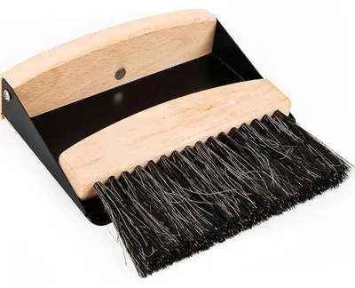 Productafbeelding van Set met handveger en bezem - Magnetische houten tafelborstel - Geschikt voor keuken en woonkamer - 15,5 x 10,5 x 4 cm, zwart
