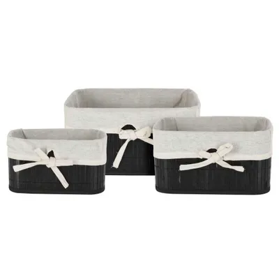 Obrázok produktu pre PROGARDEN Úložné košíky sada 3 ks bambus / textil KO-MA1000050