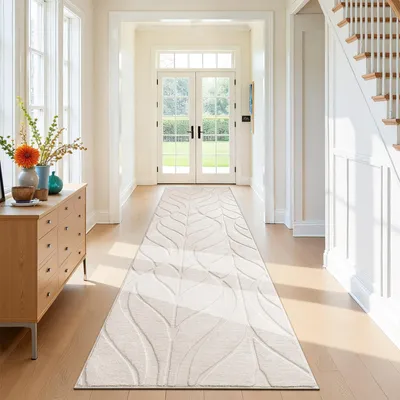 Productafbeelding van Lange tapijtrode, 80x250 cm, antislip, beige, wasbaar