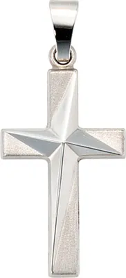 Produktbild von Anhänger Kreuz aus 375 Weißgold Gold Goldkreuz teilmattiert Uni