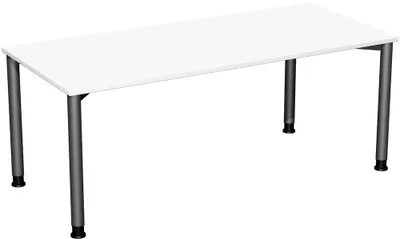 Produktbild von Schreibtisch, BxTxH 1800x800x680-800 mm, höhenverstellbar, Platte weiß, Rundrohrgestell anthrazit