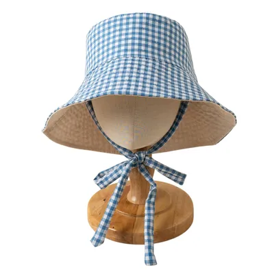 Produktbild von Sonnenhut Kinder Jungen Mädchen, UV-Schutz Fischerhut mit Kinnriemen für 3-8 Jahre, Blau